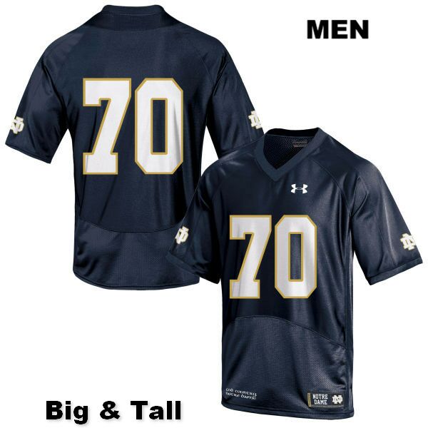 Men's NCAA Notre Dame Fighting Irish #70 Luke Jones Stitched College Under Armour Authentic Navy Big & Tall No Name Football Jersey DE10Q43MA